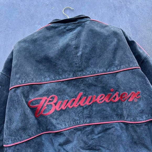 Vintage Dale Earnhardt JR Budweiser NASCAR Jacket Suede Leather Sz XL - Picture 5 of 6